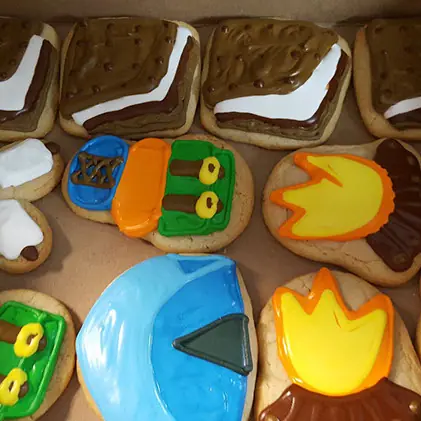 Fishing-themed decorated cookies