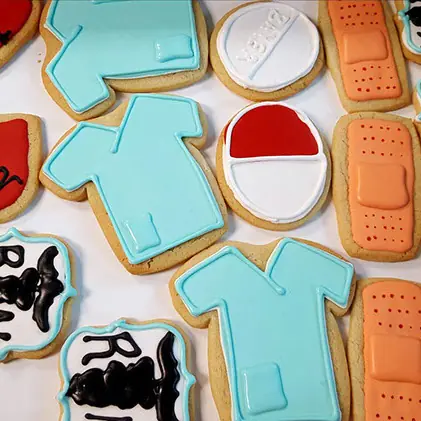 Nurse-themed decorated cookies