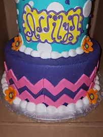 Purple chevron tiers with clouds