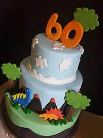 Blue and green 60th birthday tiers